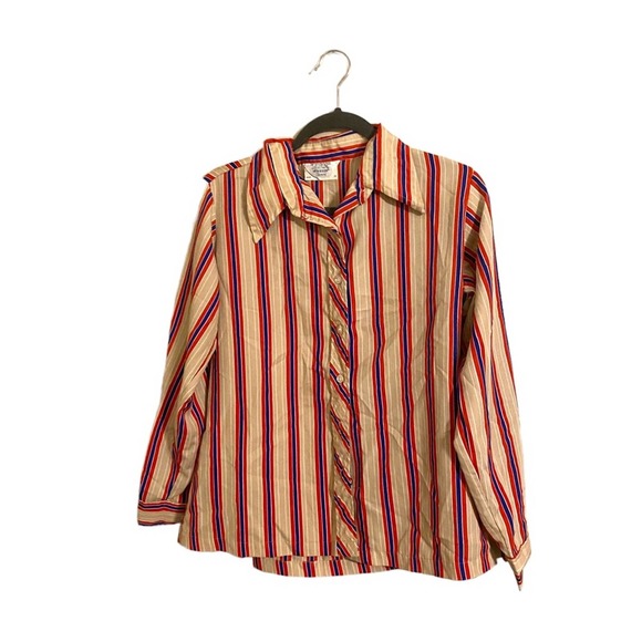 Vintage Sears Ultressa Striped Button Down Shirt - Picture 1 of 5